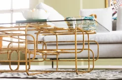 Ława Meander 140x80 Cm Transparentno-złota*KARE Design Sale