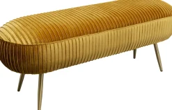 Ławka Do Przedpokoju żółta Aksamitna Nogi Złote 120x47 Cm*KARE Design