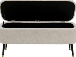 Ławka Do Przedpokoju Ze Schowkiem Tkanina Pluszowa Biała 109x45 Cm*KARE Design Discount