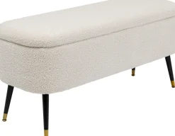 Ławka Do Przedpokoju Ze Schowkiem Tkanina Pluszowa Biała 109x45 Cm*KARE Design Discount