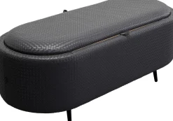 Ławka Do Przedpokoju Ze Schowkiem Ciemnoszara PU 100 Cm*KARE Design Outlet