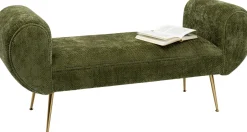 Ławka Do Przedpokoju Zielona Tapicerowana Nogi Złote 140 Cm*KARE Design Outlet