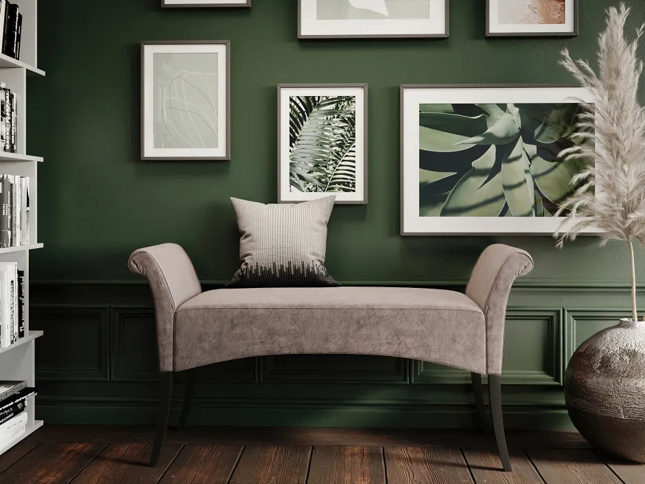 Ławka Motley Velvet 110x61 Cm Srebrnoszara*KARE Design New