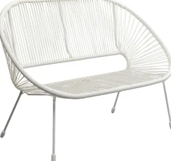 Ławka Ogrodowa Biała żyłkowa 121 Cm*KARE Design Clearance