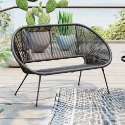 Ławka Ogrodowa Czarna żyłkowa 121 Cm*KARE Design Online