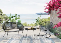 Ławka Ogrodowa Czarna żyłkowa 121 Cm*KARE Design Online