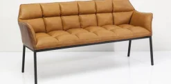 Ławka Thinktank 180x89 Cm Brązowa Skóra Naturalna*KARE Design Online