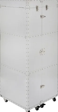 Barek Na Kółkach Rozkładany Stal Srebrna Wnętrze Naturalne 64x145 Cm*KARE Design New
