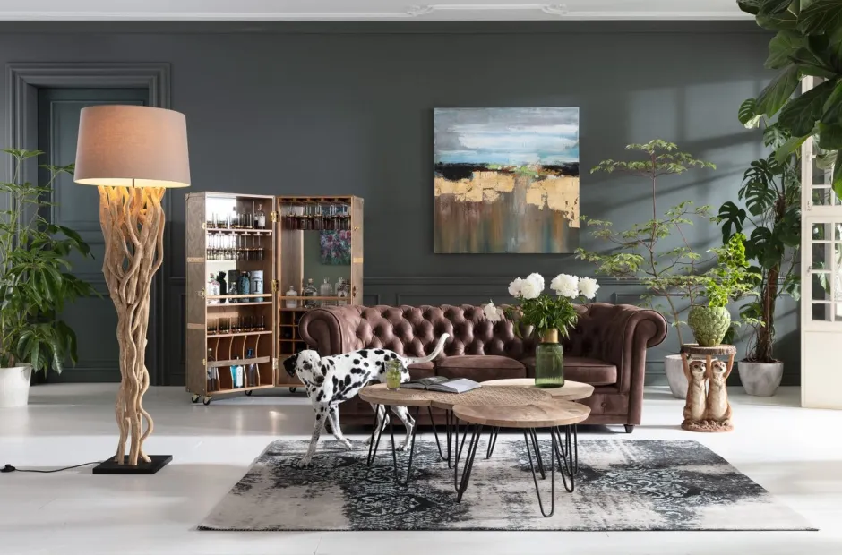 Barek Na Kółkach West Coast 60x152 Cm Brązowy Ekoskóra*KARE Design New