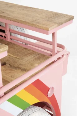 Barek W Kształcie Auta Różowy Motyw Kwiatowy Stal I Drewno 241 Cm*KARE Design Sale