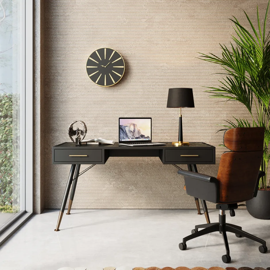 Biurko La Gomera 140x60 Cm Grafitowe - Blat Szklany*KARE Design Online