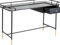 Biurko Loft Ze Szklanym Blatem I Szufladą Czarne 120x60 Cm*KARE Design