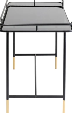Biurko Loft Ze Szklanym Blatem I Szufladą Czarne 120x60 Cm*KARE Design