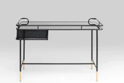 Biurko Loft Ze Szklanym Blatem I Szufladą Czarne 120x60 Cm*KARE Design