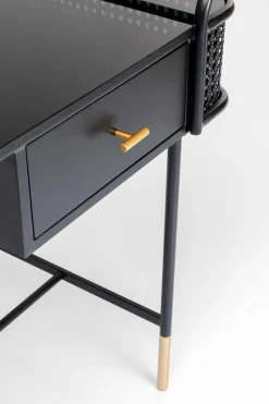 Biurko Loft Ze Szklanym Blatem I Szufladą Czarne 120x60 Cm*KARE Design