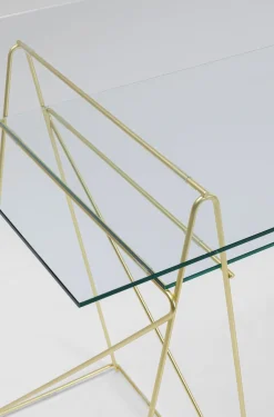Biurko Polar 135x65 Cm Szkło Hartowane - Nogi Złote*KARE Design Clearance