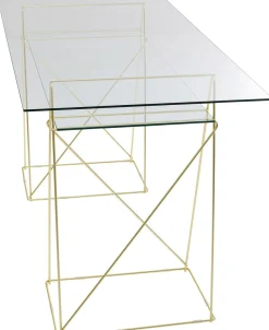 Biurko Polar 135x65 Cm Szkło Hartowane - Nogi Złote*KARE Design Clearance