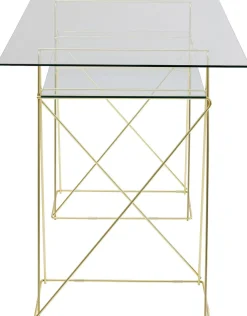 Biurko Polar 135x65 Cm Szkło Hartowane - Nogi Złote*KARE Design Clearance