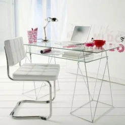 Biurko Polar 135x65 Cm Transparentne Blat 8 Mm*KARE Design Best
