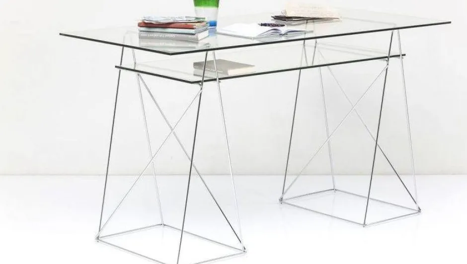 Biurko Polar 135x65 Cm Transparentne Blat 8 Mm*KARE Design Best