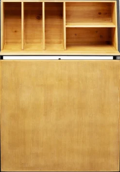 Biurko Składane Z Półkami Drewno Kauczukowe Naturalne I Stal Czarna 106x117 Cm*KARE Design Online