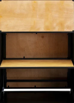 Biurko Składane Z Półkami Drewno Kauczukowe Naturalne I Stal Czarna 106x117 Cm*KARE Design Online