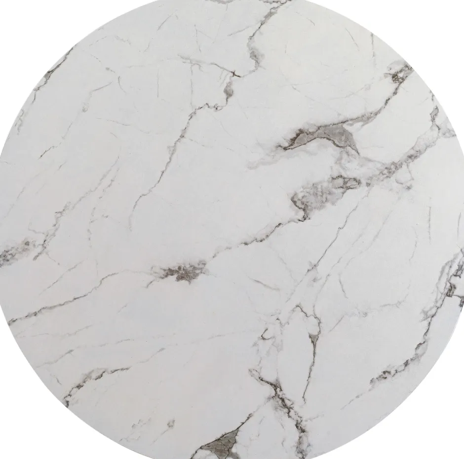 Blat Okrągły MDF Laminowany Wzór Biały Marmur Ø80 Cm*KARE Design Outlet