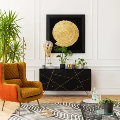 Dekoracja ścienna Golden Snail 120x120 Cm Czarno-złota*KARE Design Discount