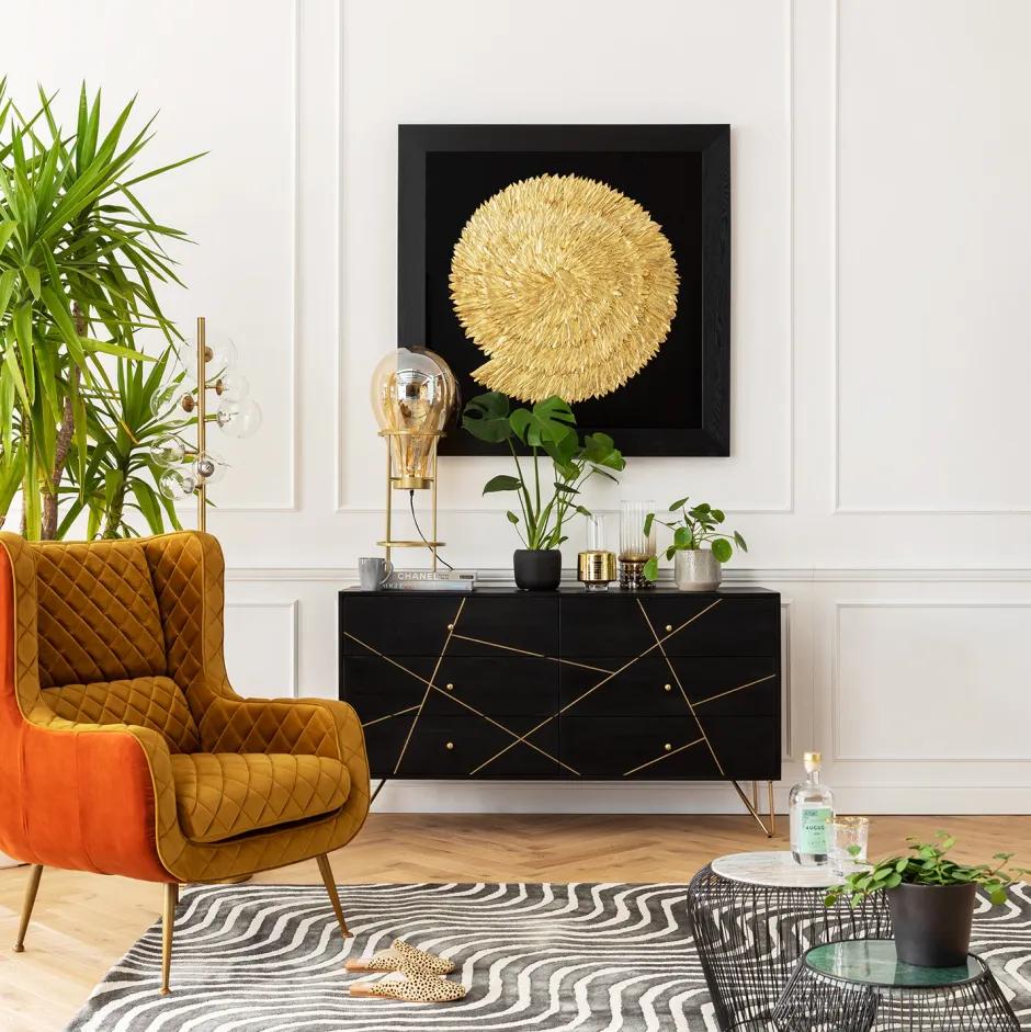 Dekoracja ścienna Golden Snail 120x120 Cm Czarno-złota*KARE Design Discount