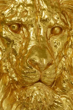 Dekoracja ścienna Lion Head 90x100 Cm Złota*KARE Design