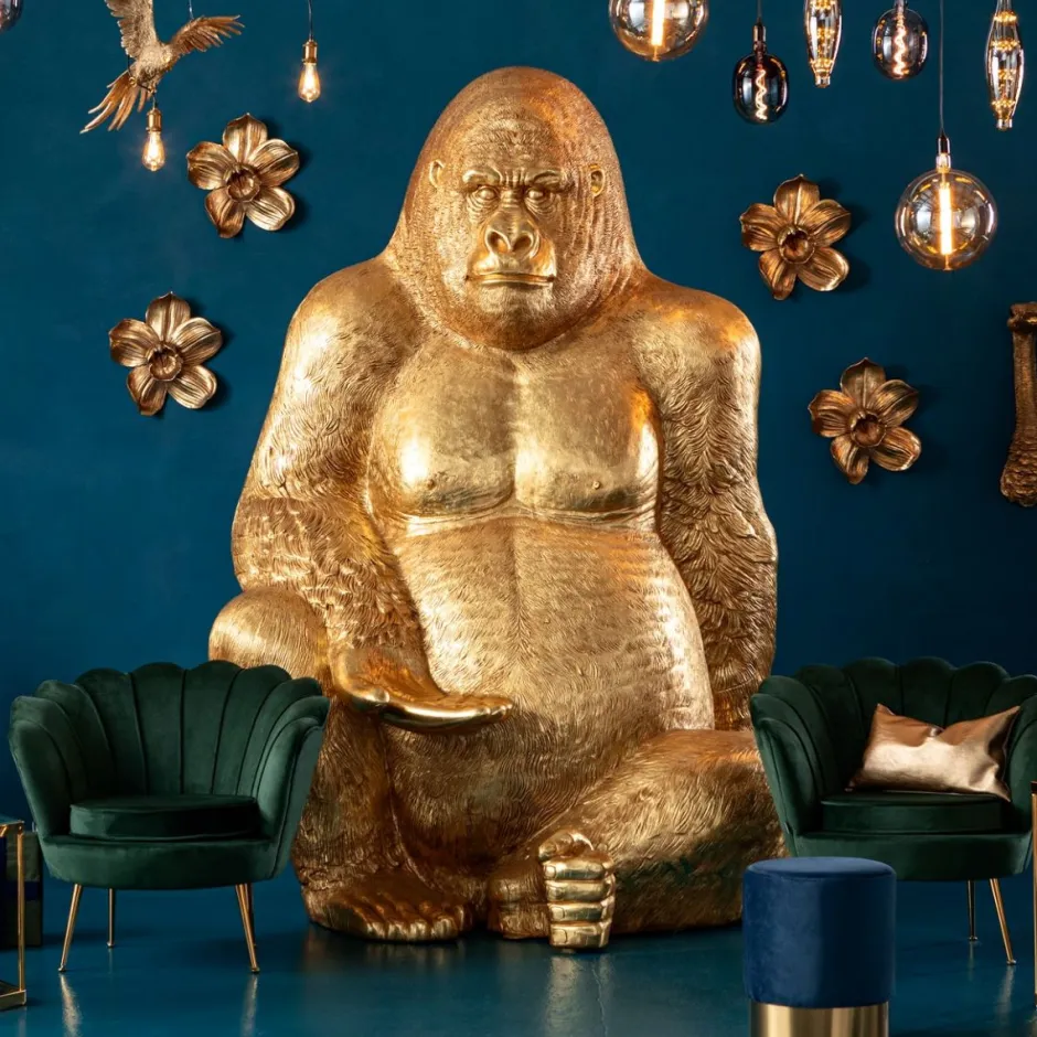Dekoracja Stojąca Gorilla XXL 180x250 Cm Złota*KARE Design Hot