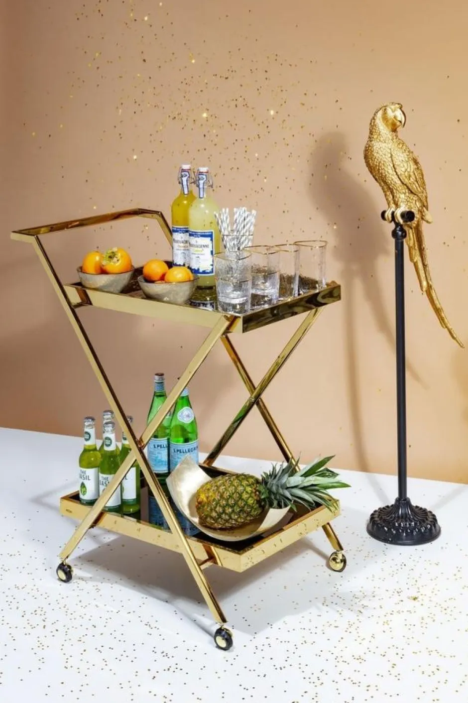 Dekoracja Stojąca Parrot 23x120 Cm Złota*KARE Design Discount