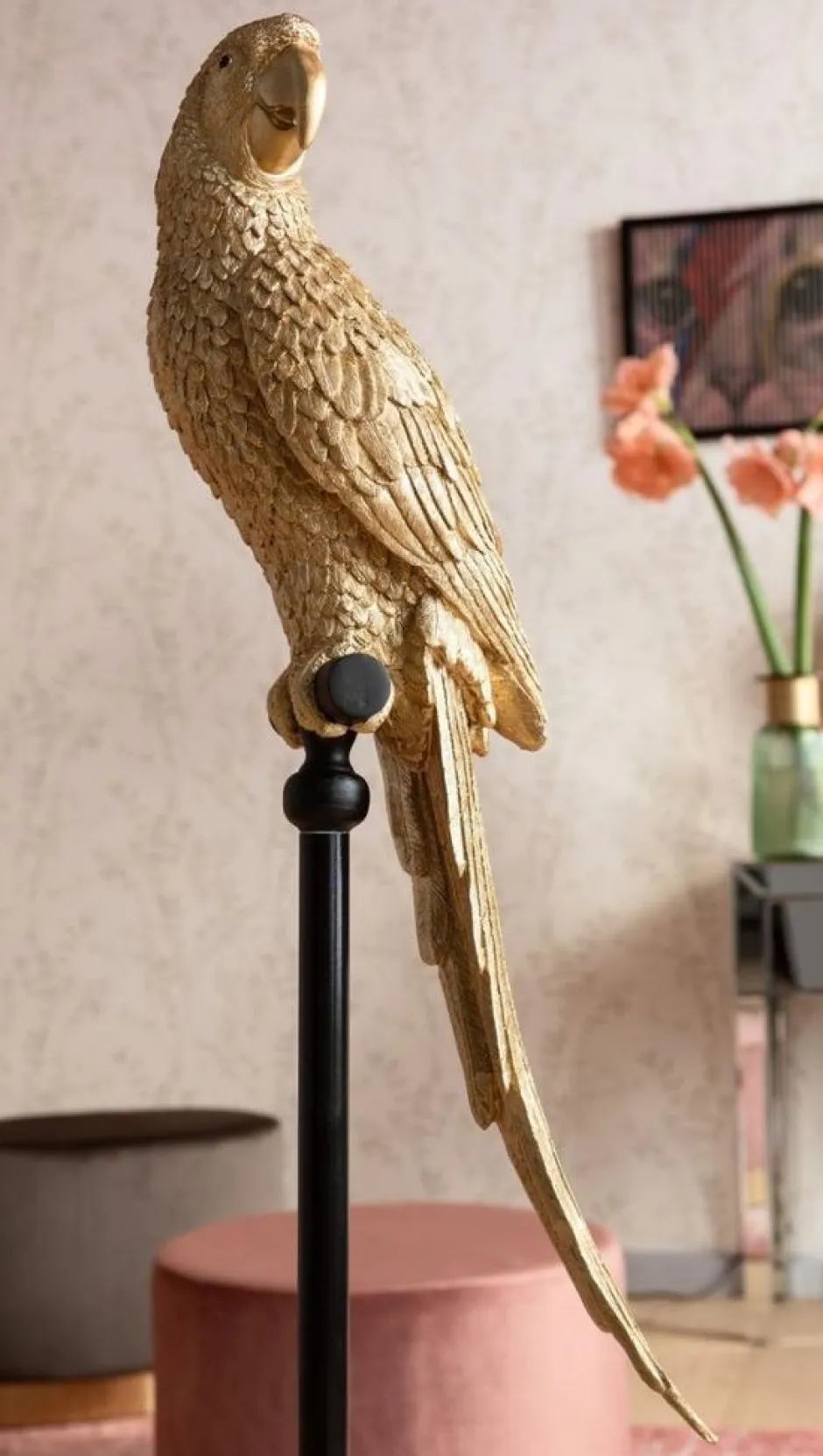 Dekoracja Stojąca Parrot 23x120 Cm Złota*KARE Design Discount