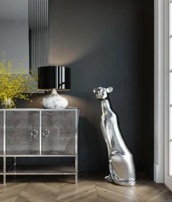Dekoracja Stojąca Sitting Leopard 68x150 Cm Srebrna*KARE Design Outlet