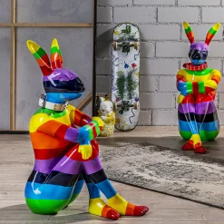 Dekoracja Stojąca Sitting Rabbit Rainbow 60x80 Cm Kolorowa*KARE Design Sale