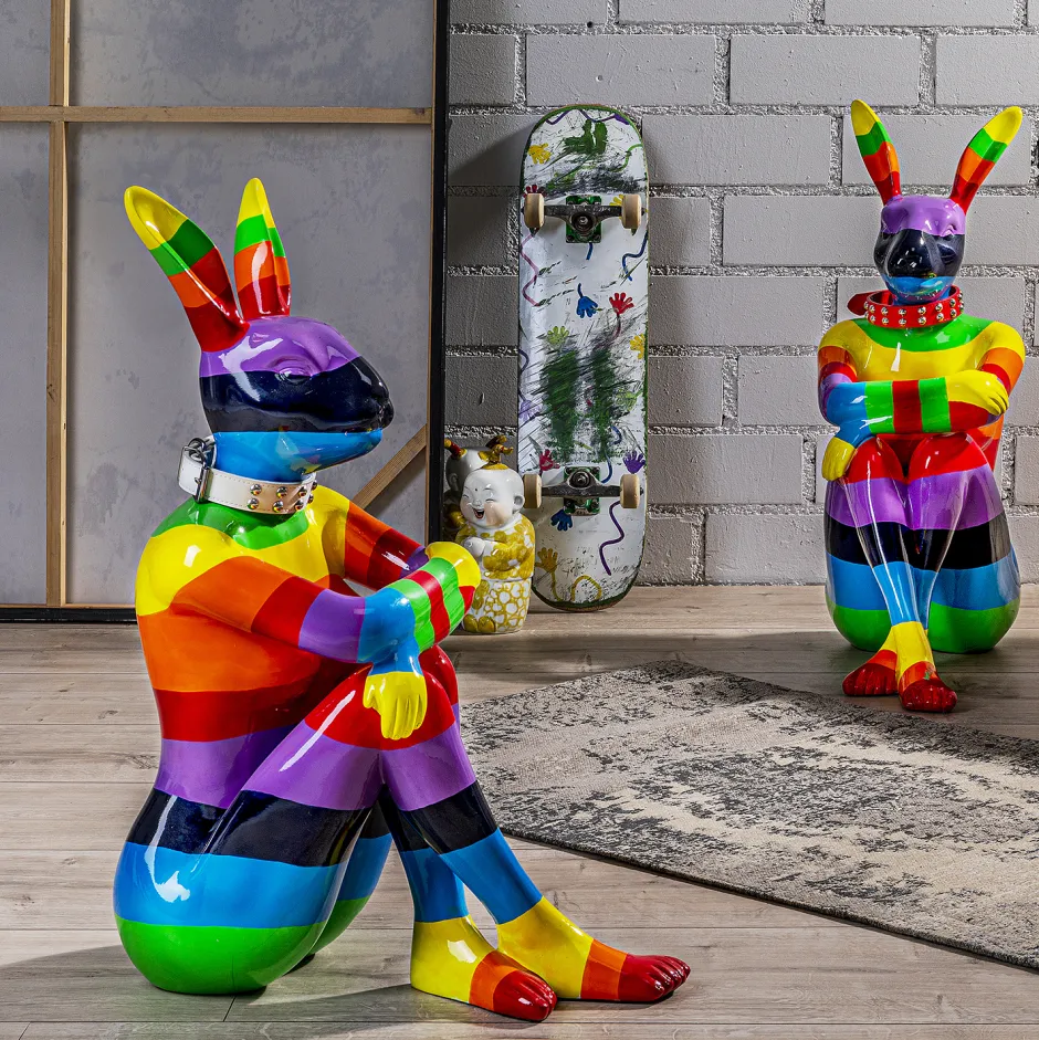 Dekoracja Stojąca Sitting Rabbit Rainbow 60x80 Cm Kolorowa*KARE Design Sale