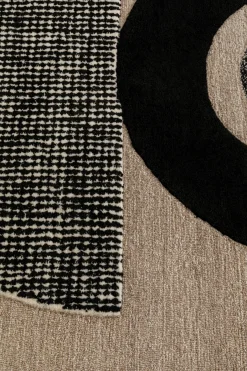 Dywan Do Salonu Prostokątny Wełna I Bawełna Beżowy Z Czarnymi Wzorami 170x240 Cm*KARE Design Online