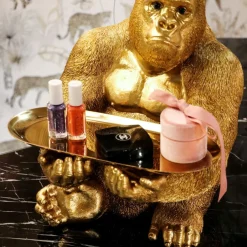 Figurka Dekoracyjna Z Tacą Gorilla Butler 29x37 Cm Złota*KARE Design