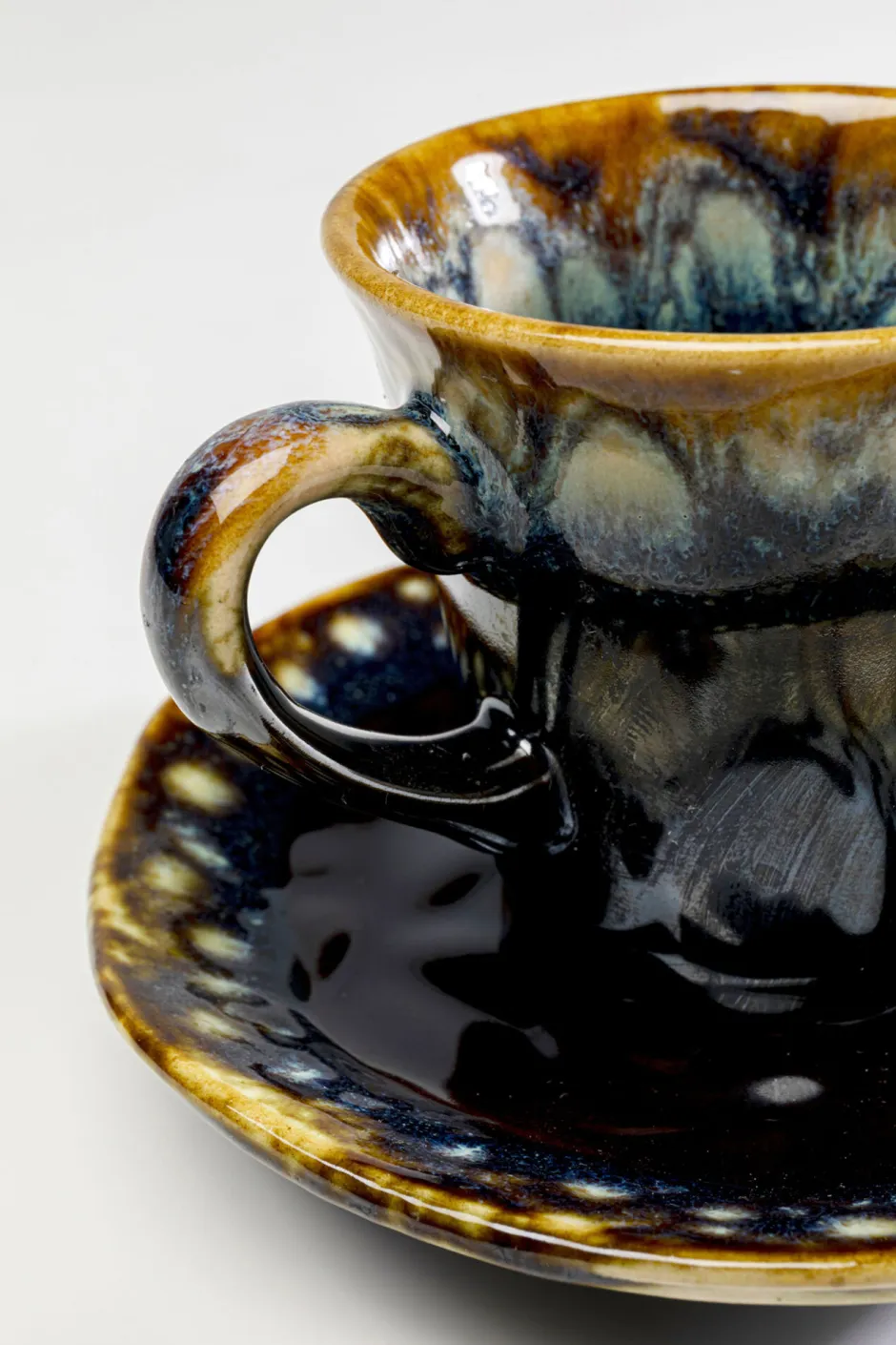 Filiżanka Do Espresso Ze Spodkiem Kamionkowa Ciemnoniebieska 88 Ml*KARE Design Online