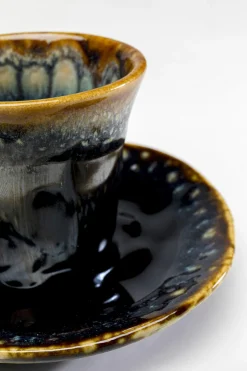 Filiżanka Do Espresso Ze Spodkiem Kamionkowa Ciemnoniebieska 88 Ml*KARE Design Online