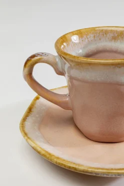 Filiżanka Do Espresso Ze Spodkiem Kamionkowa Różowa 88 Ml*KARE Design Best