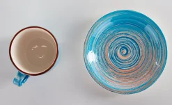 Filiżanka 250 Ml Ze Spodkiem Ø15 Cm Swirl Niebieska*KARE Design