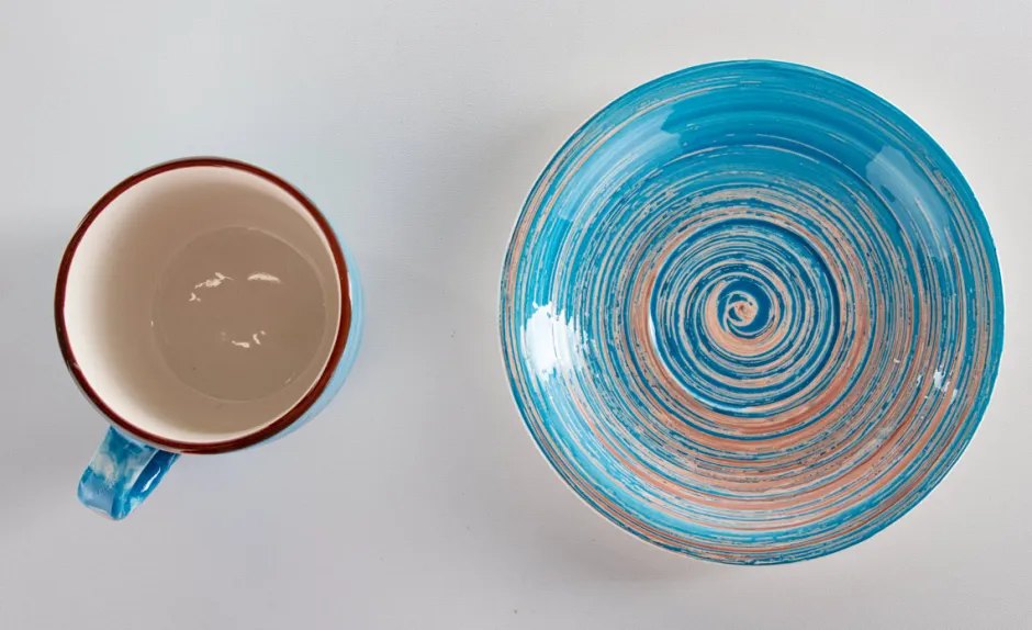 Filiżanka 250 Ml Ze Spodkiem Ø15 Cm Swirl Niebieska*KARE Design