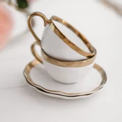 Filiżanka Ze Spodkiem Bell 11x15 Cm Biało-złota*KARE Design Hot