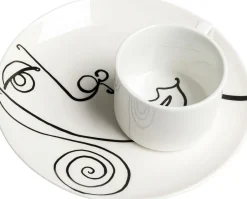 Filiżanka Ze Spodkiem Biała #2 Wzory Czarne 160 Ml*KARE Design