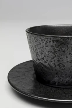Filiżanka Ze Spodkiem Czarna Kamionkowa 205 Ml*KARE Design Best
