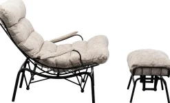 Fotel Beżowy Z Podnóżkiem Funkcja Bujania Nogi Czarne*KARE Design New