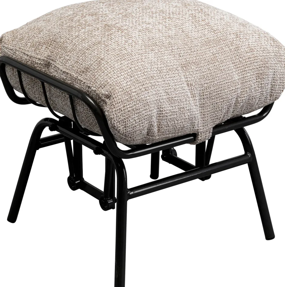 Fotel Beżowy Z Podnóżkiem Funkcja Bujania Nogi Czarne*KARE Design New
