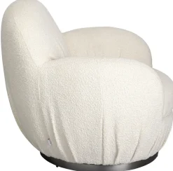 Fotel Biały Obrotowy Skandynawski Boucle Do Salonu 88x90 Cm*KARE Design Discount