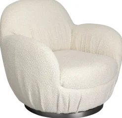 Fotel Biały Obrotowy Skandynawski Boucle Do Salonu 88x90 Cm*KARE Design Discount